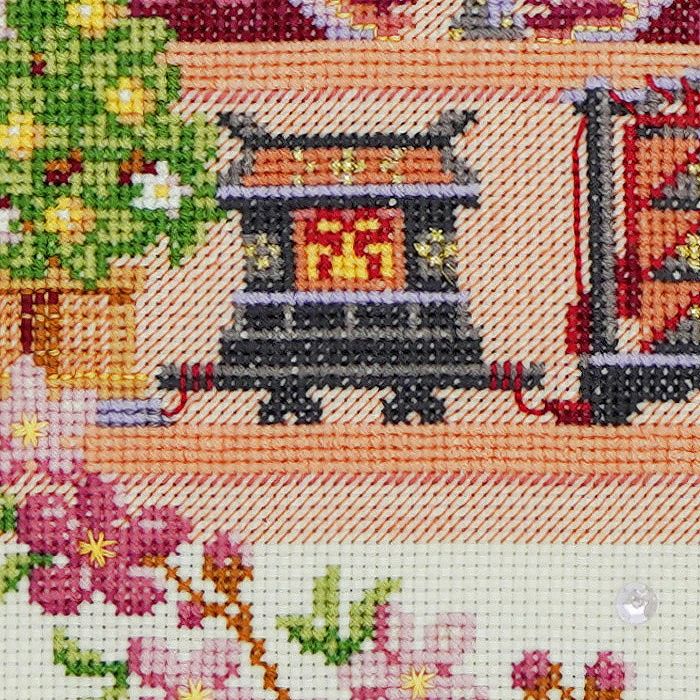 クロスステッチフレーム＜花桃リースのお雛様＞ | リバティ 生地