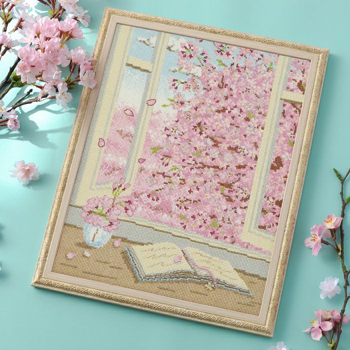 クロスステッチフレーム＜春爛漫＞ | リバティ 生地、編み物、刺繍
