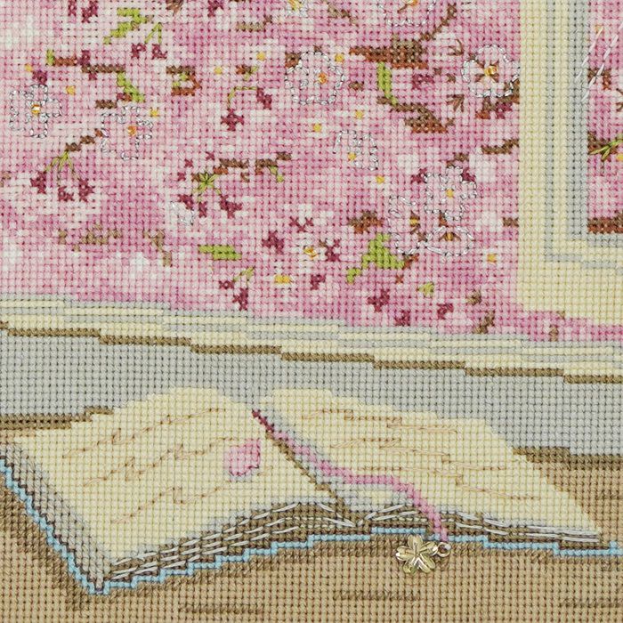 クロスステッチフレーム＜さくらの見える部屋＞ | リバティ 生地