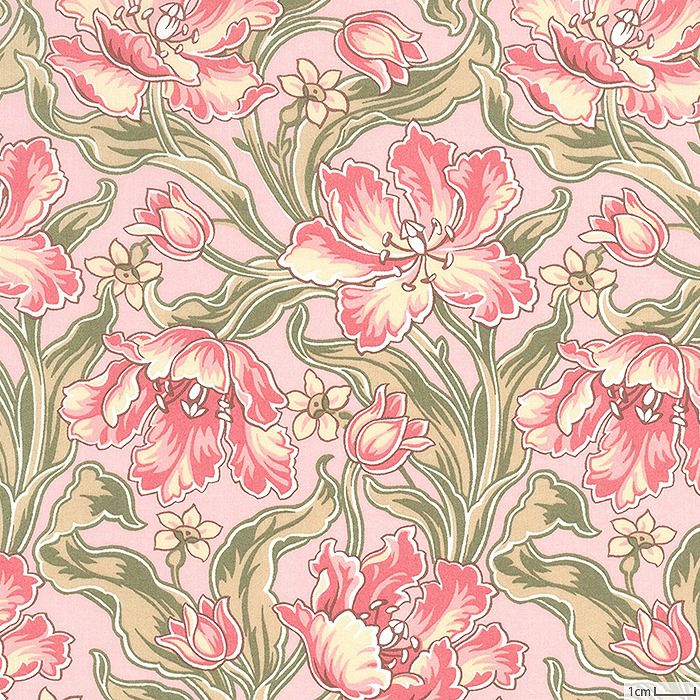 リバティプリント アーカイブ・チューリップス＜26BU＞生地 （リバティ