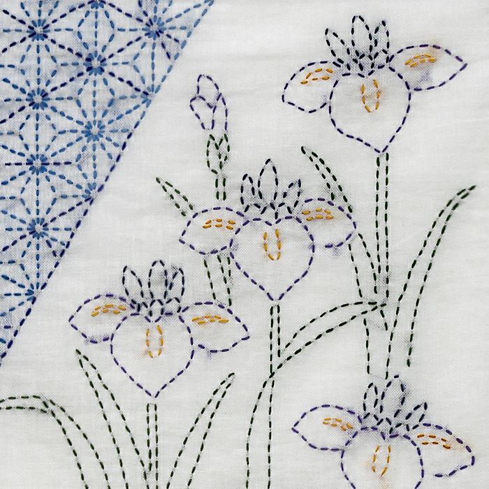 付下げ 花柄刺繍 鹿子絞り 地模様 青海波 しつけ糸 フォーマル K-1054 刺しゅうキット 『yulaのこころ躍る草花刺繍 可憐なフラワーサーク