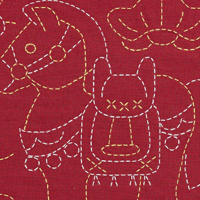 完成品】刺し子 干支＜午・赤＞ | リバティ 生地、編み物、刺繍