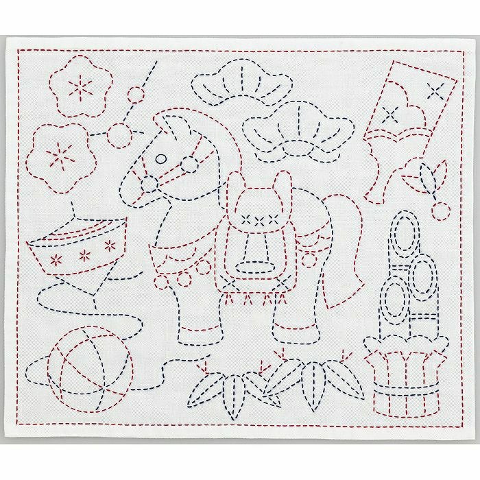 完成品】刺し子 干支＜午＞ | リバティ 生地、編み物、刺繍、刺し子の