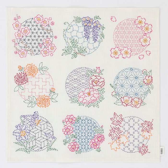 刺し子のマルチクロス＜花物語＞ | リバティ 生地、編み物、刺繍