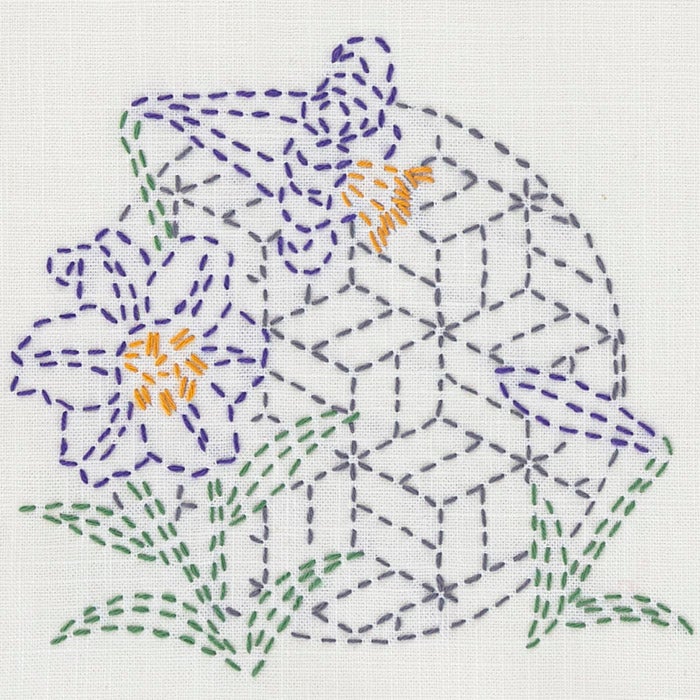 刺し子のマルチクロス＜花物語＞ | リバティ 生地、編み物、刺繍