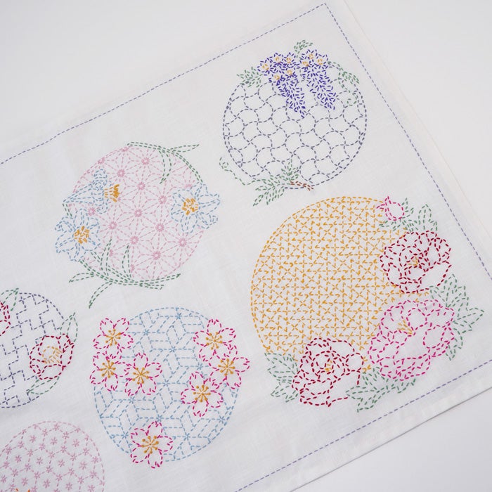 刺し子のテーブルセンター＜花物語＞ | リバティ 生地、編み物、刺繍