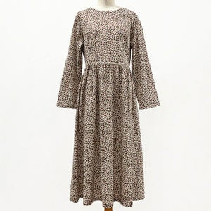 リバティプリント シンプルギャザーワンピース（長袖）＜LLサイズ＞31L 