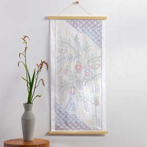 刺し子のテーブルセンター＜花模様＞ | リバティ 生地、編み物、刺繍 
