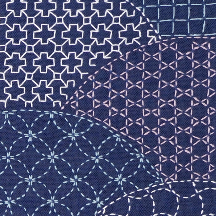 刺し子 寄せ模様＜扇・紺＞ | リバティ 生地、編み物、刺繍、刺し子の