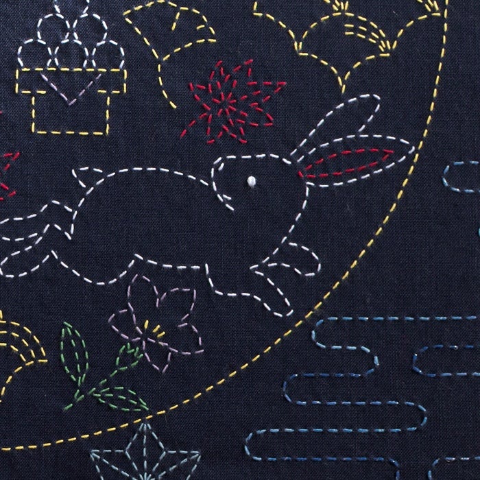 刺し子のクロス＜月うさぎ＞ | リバティ 生地、編み物、刺繍、刺し子の