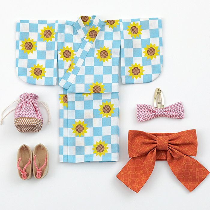 【完成品】ドレスセット＜ゆかた・ひまわり＞の画像1