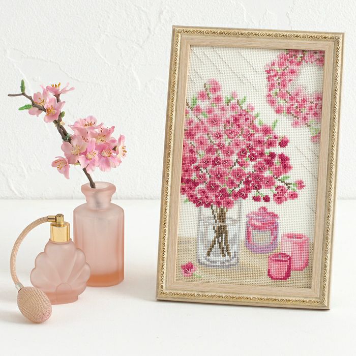 【完成品】クロスステッチフレーム＜Cherry blossoms＞の画像