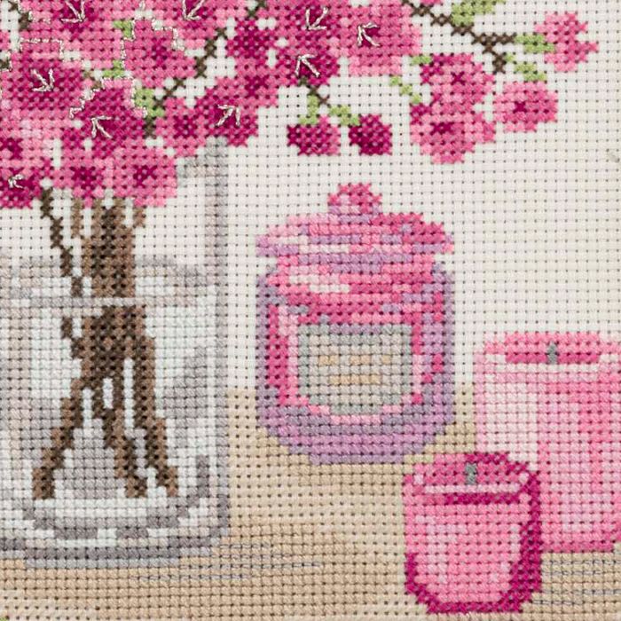 【完成品】クロスステッチフレーム＜Cherry blossoms＞のアップ画像2