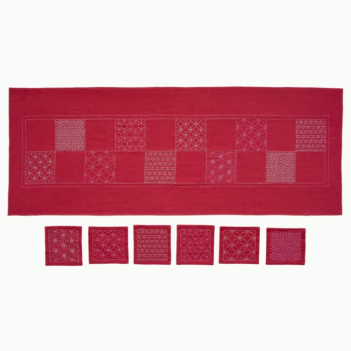 刺し子のテーブルセンター＜カラフル＞ | リバティ 生地、編み物、刺繍