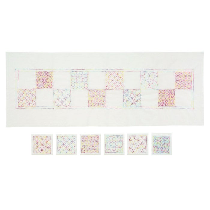 刺し子のテーブルセンター＜レインボー＞ | リバティ 生地、編み物