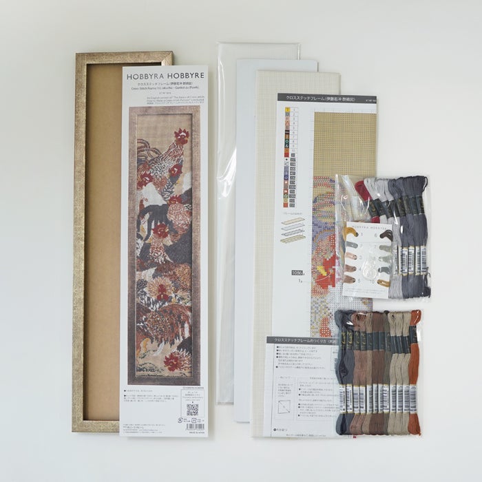 クロスステッチフレーム＜伊藤若冲 群鶏図＞のセット内容画像