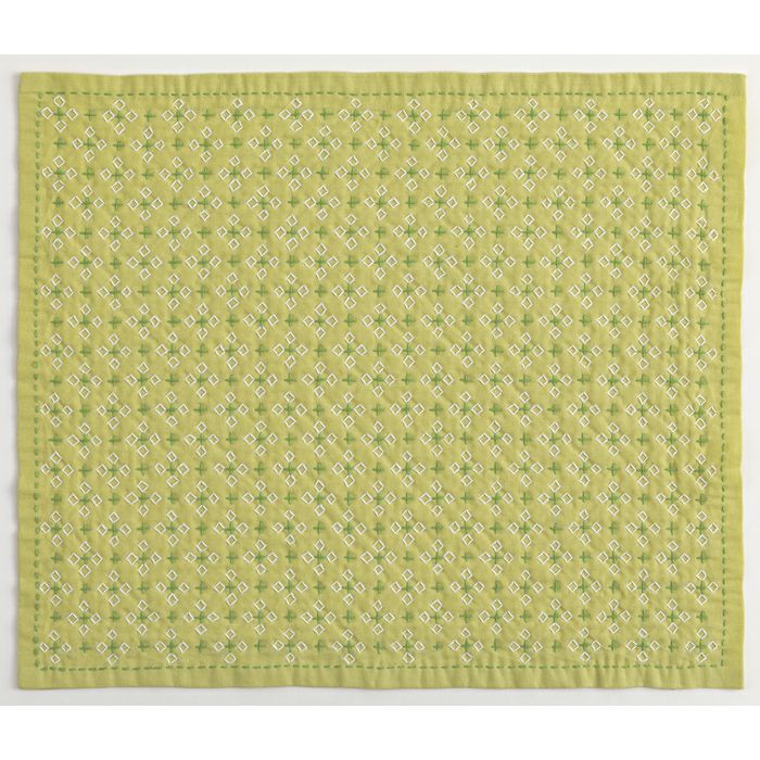 【完成品】刺し子 クロスフラワーイエローの画像1