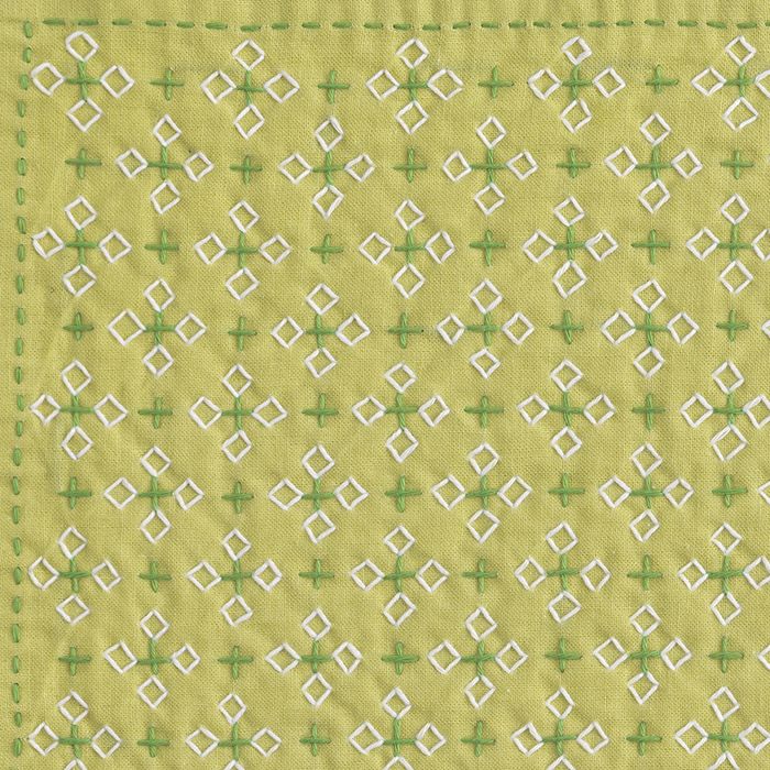 【完成品】刺し子 クロスフラワーイエローの画像2