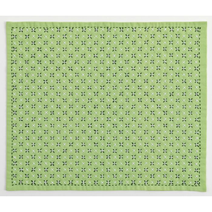 【完成品】刺し子 米刺しライトグリーンの画像1