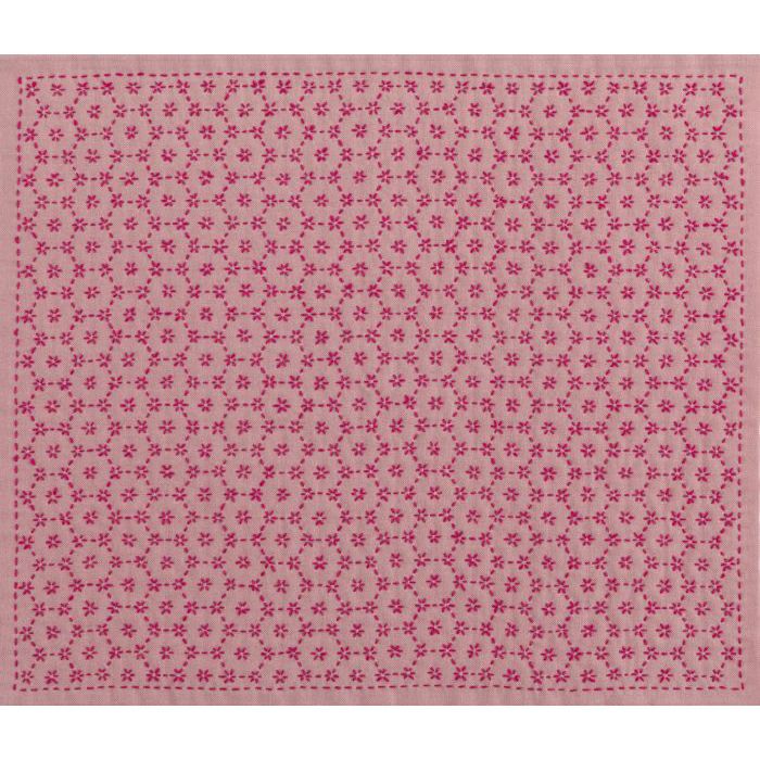 【完成品】刺し子 花亀甲ピンクの画像1
