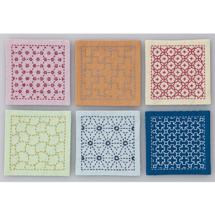 【完成品】刺し子のコースター＜カラフル＞の画像